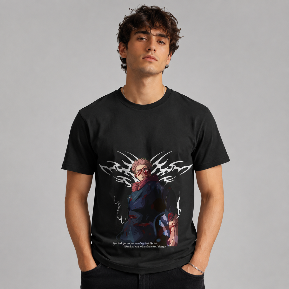 T-shirt anime Jujutsu Kaisen Yuji Itadori Grafica 1 100% cotone - vista prodotto 2