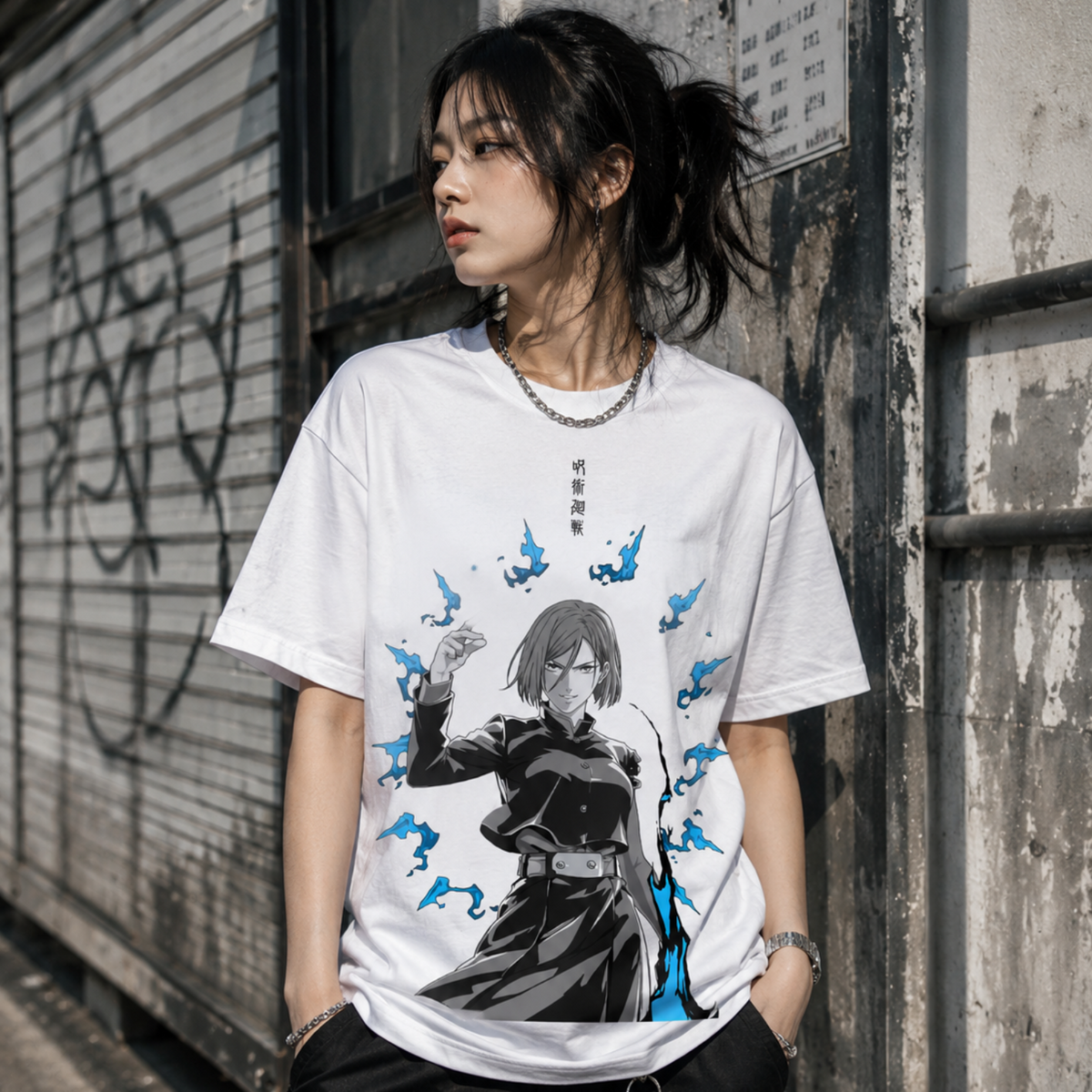 T-shirt anime Jujutsu Kaisen Nobara Kugisaki 100% cotone - vista prodotto 2