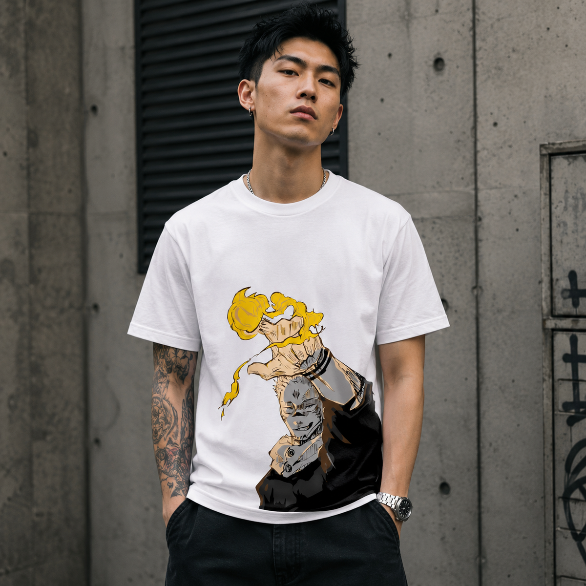 T-shirt anime Jujutsu Kaisen Yuji Itadori Grafica 4 100% cotone - vista prodotto 2
