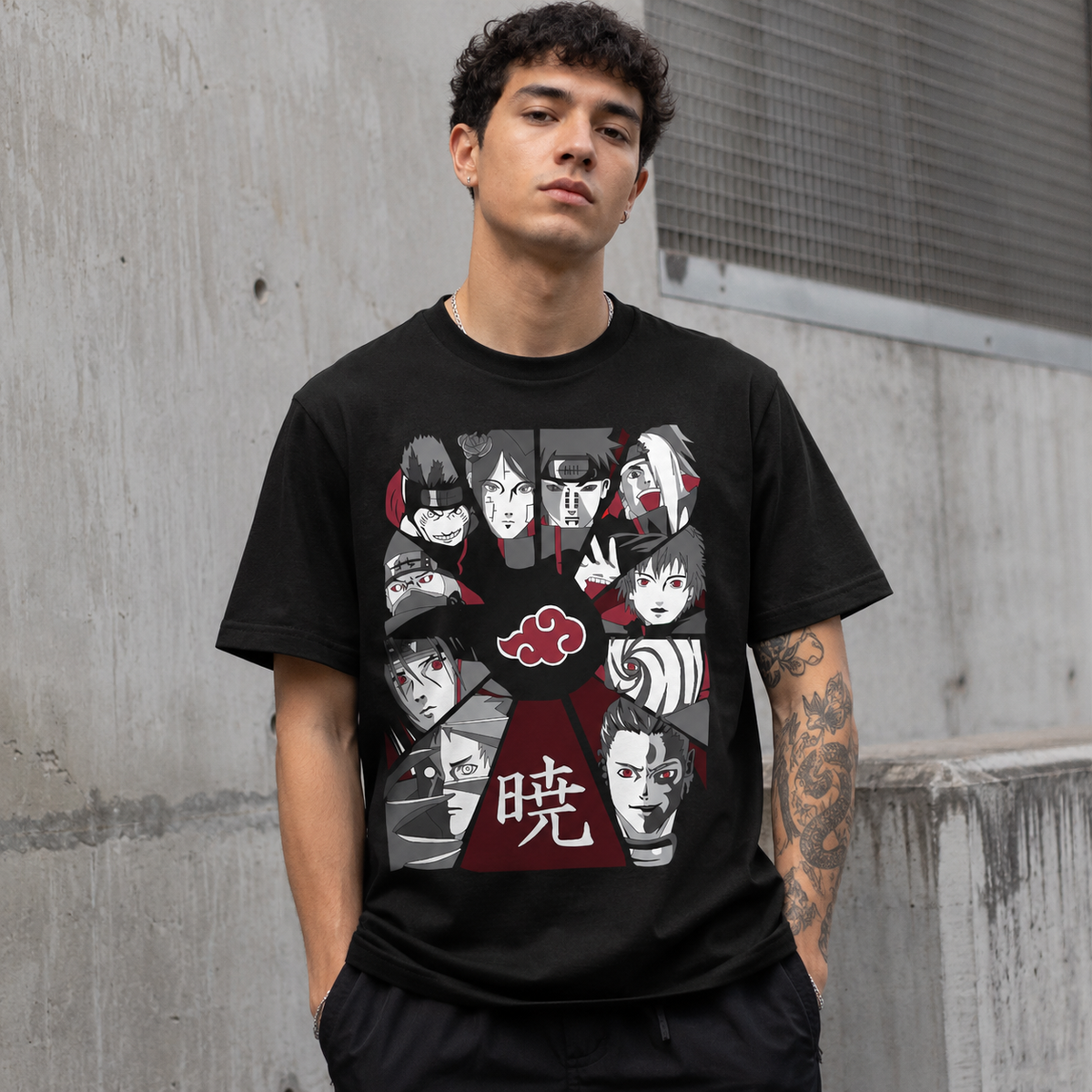 T-shirt anime Naruto Akatsuki Grafica 1 100% cotone - vista prodotto 2