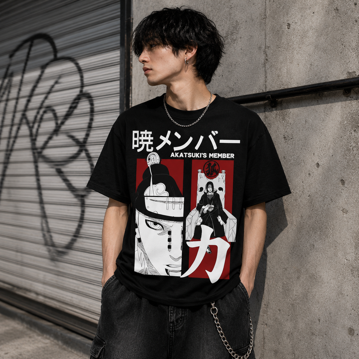 T-shirt anime Naruto Akatsuki Grafica 2 100% cotone - vista prodotto 2