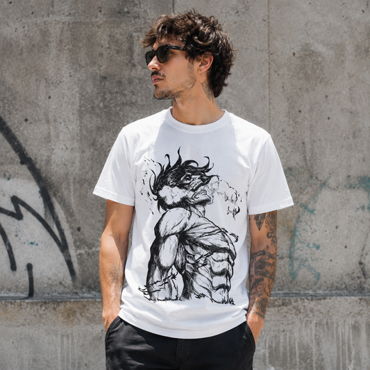 T-shirt anime Attack on Titan Eren Jaeger - Forma Titano 100% cotone - vista prodotto 2
