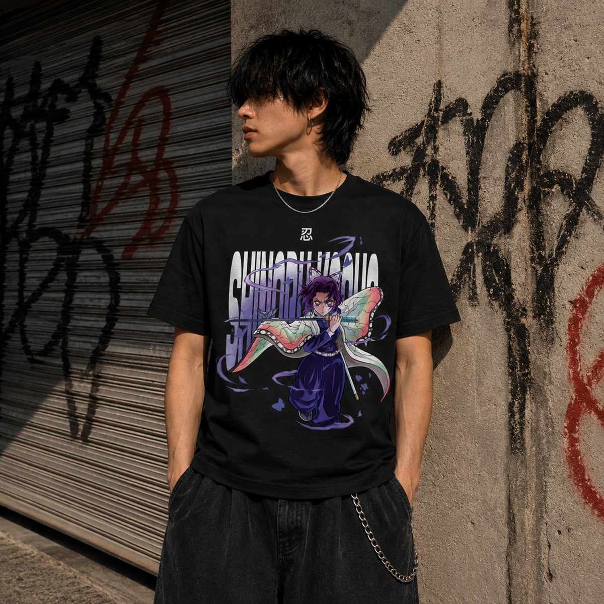 T-shirt anime Demon Slayer Shinobu Kocho Grafica 2 100% cotone - vista prodotto 2