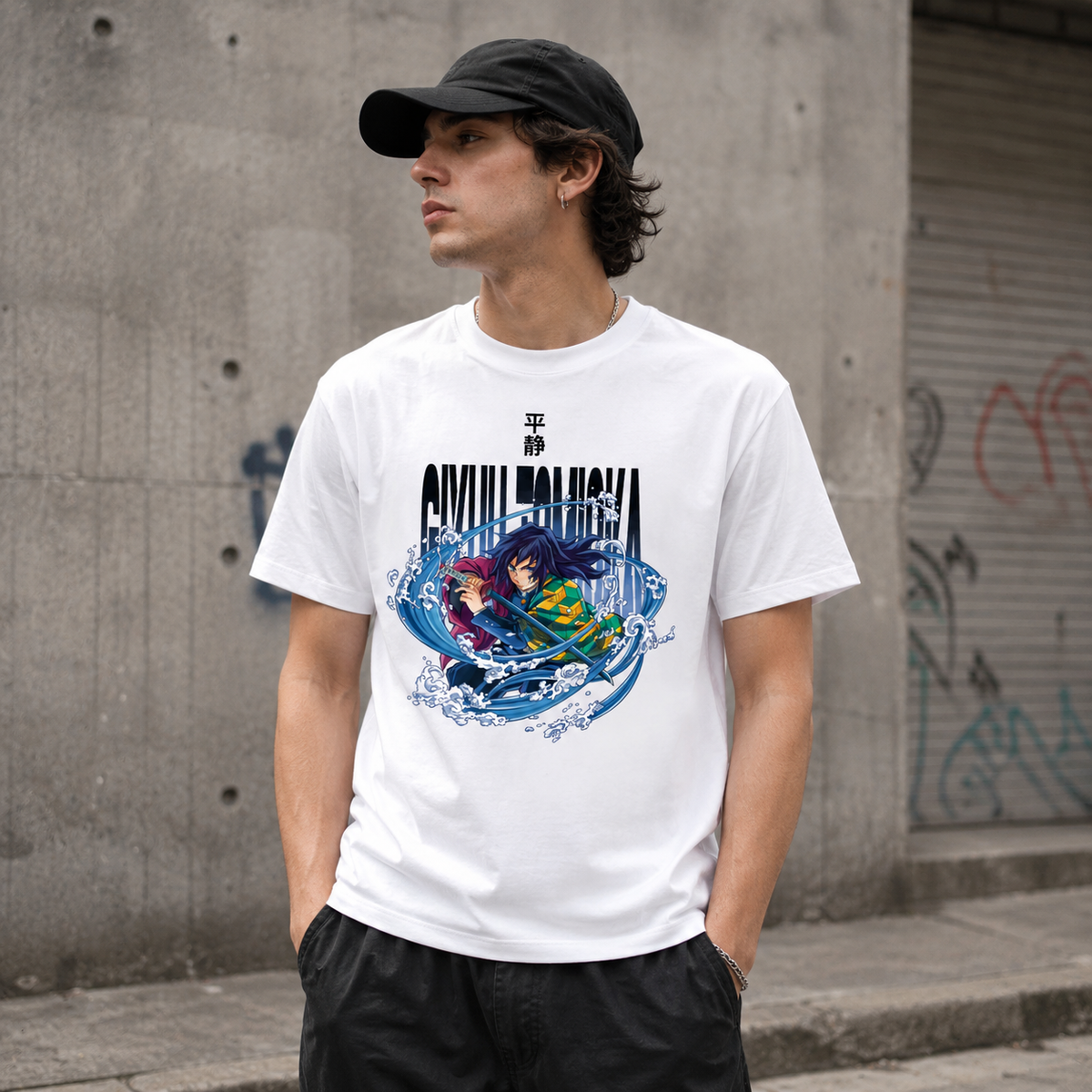 T-shirt anime Demon Slayer Giyu Tomioka Grafica 2 100% cotone - vista prodotto 2