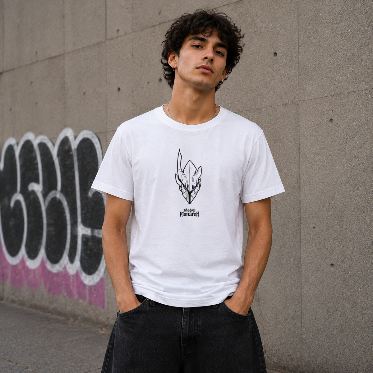 T-shirt anime Solo Leveling Shadow Monarch Grafica 3 100% cotone - vista prodotto 2