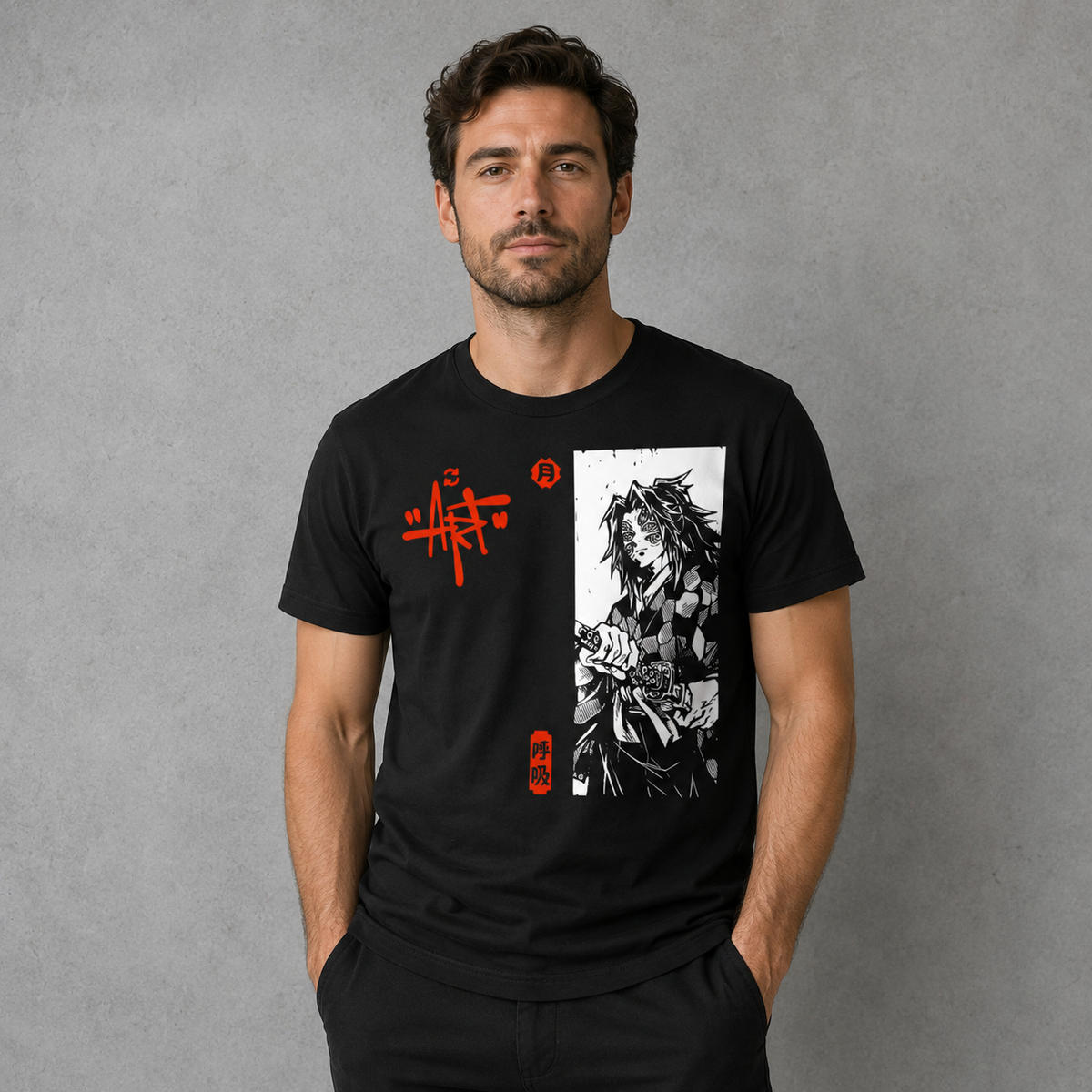 T-shirt anime Demon Slayer Kokushibo Grafica 4 100% cotone - vista prodotto 2