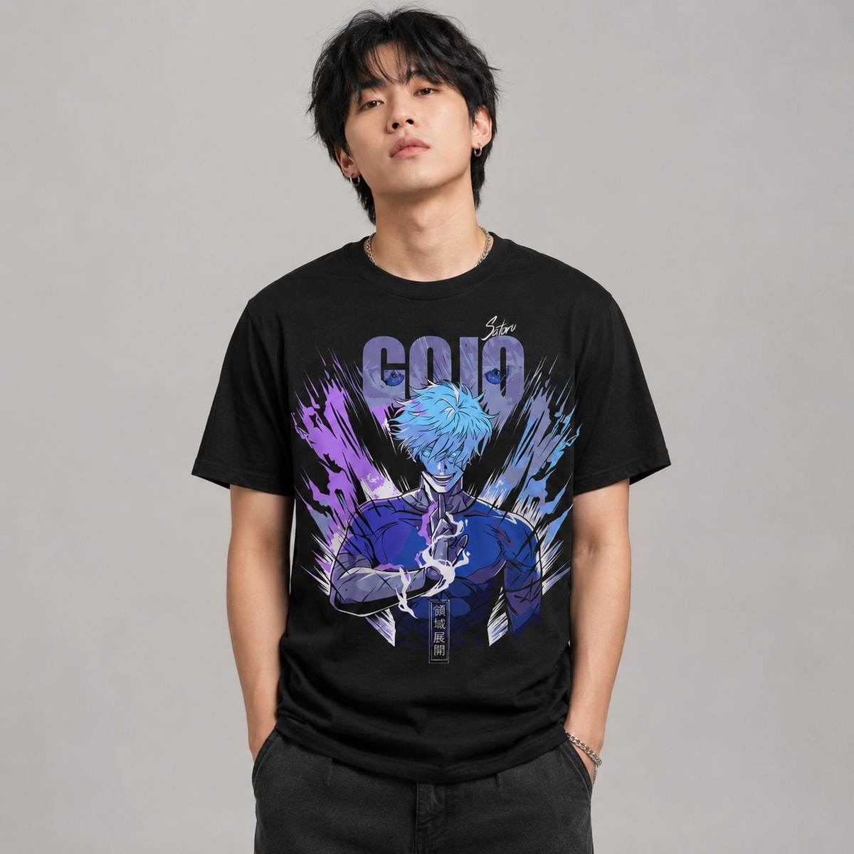 T-shirt anime Jujutsu Kaisen Satoru Gojo Grafica 4 100% cotone - vista prodotto 2