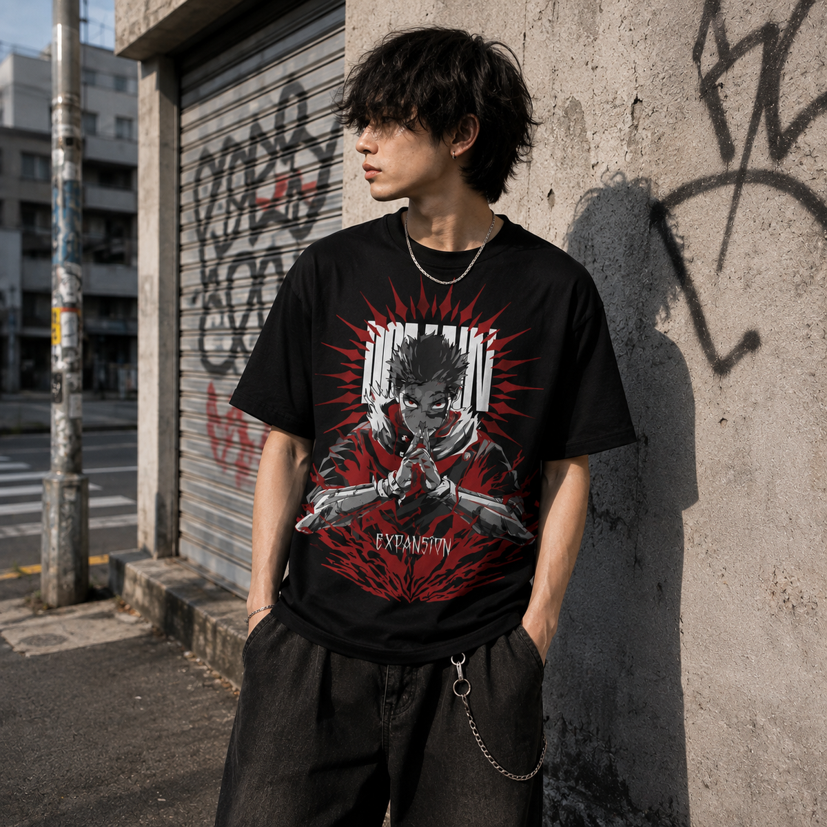 T-shirt anime Jujutsu Kaisen Yuji Itadori Grafica 2 100% cotone - vista prodotto 2