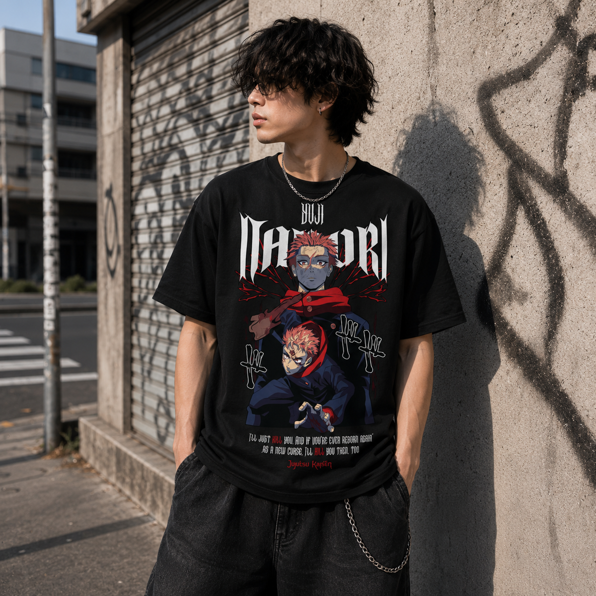 T-shirt anime Jujutsu Kaisen Yuji Itadori Grafica 3 100% cotone - vista prodotto 2