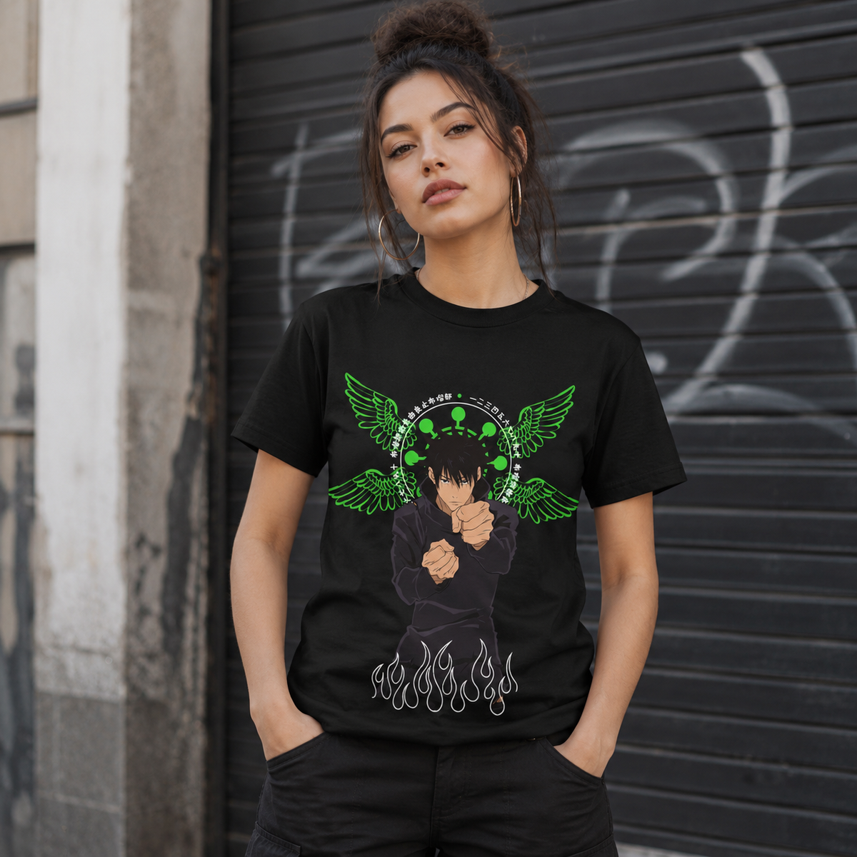 T-shirt anime Jujutsu Kaisen Megumi Fushiguro Grafica 1 100% cotone - vista prodotto 2