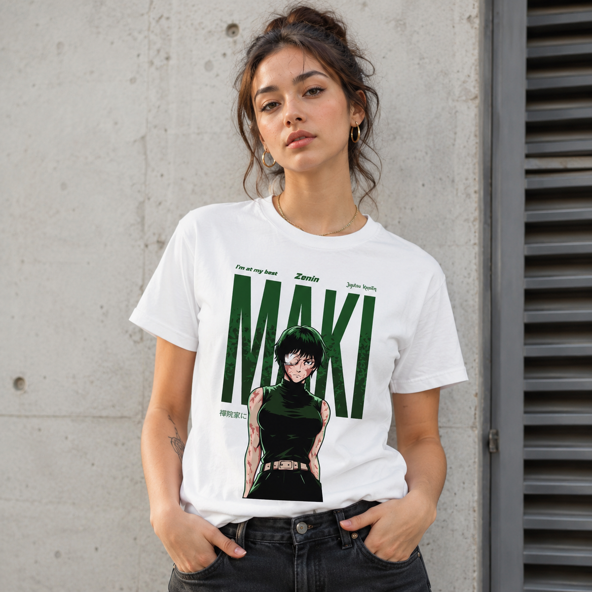 T-shirt anime Jujutsu Kaisen Maki Zen'in 100% cotone - vista prodotto 2