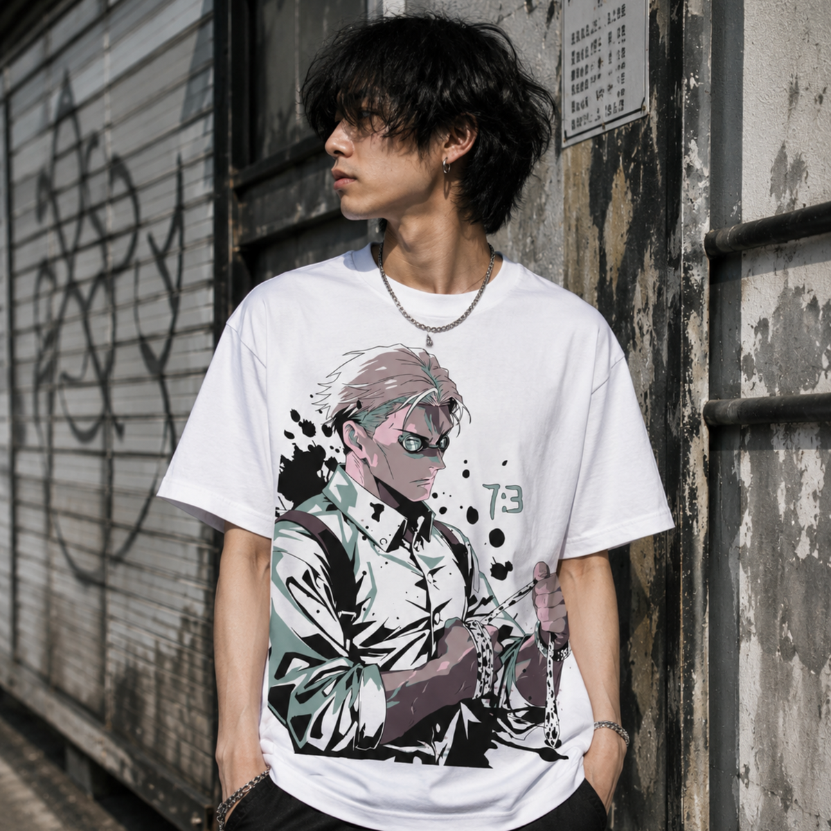 T-shirt anime Jujutsu Kaisen Kento Nanami Grafica 1 100% cotone - vista prodotto 2