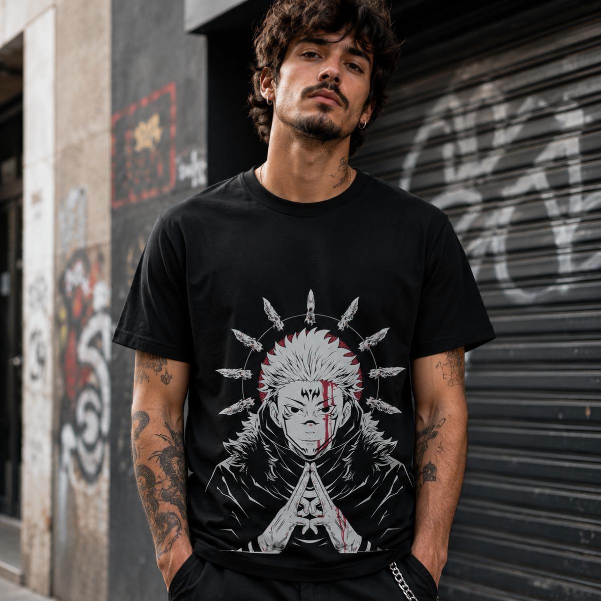 T-shirt anime Jujutsu Kaisen Yuji Itadori Grafica 5 100% cotone - vista prodotto 2
