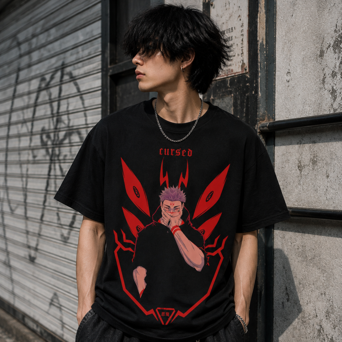 T-shirt anime Jujutsu Kaisen Yuji Itadori Grafica 6 100% cotone - vista prodotto 2
