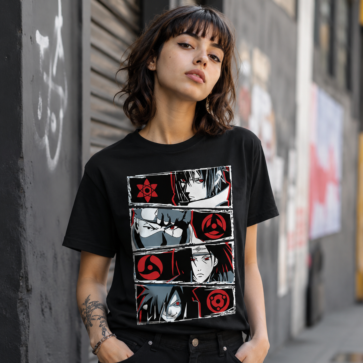 T-shirt anime Naruto Sharingan Grafica 1 100% cotone - vista prodotto 2