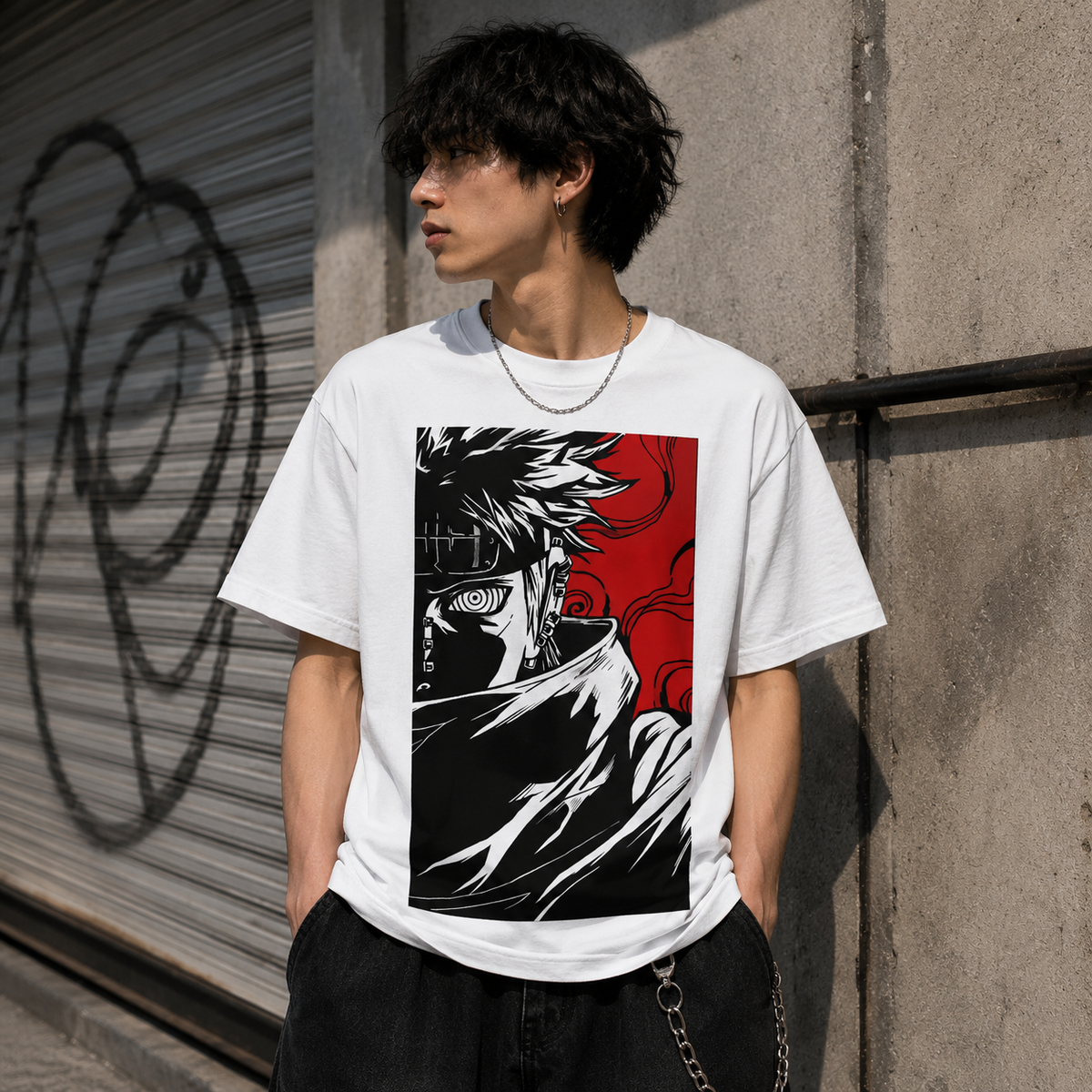 T-shirt anime Naruto Pain Grafica 2 100% cotone - vista prodotto 2