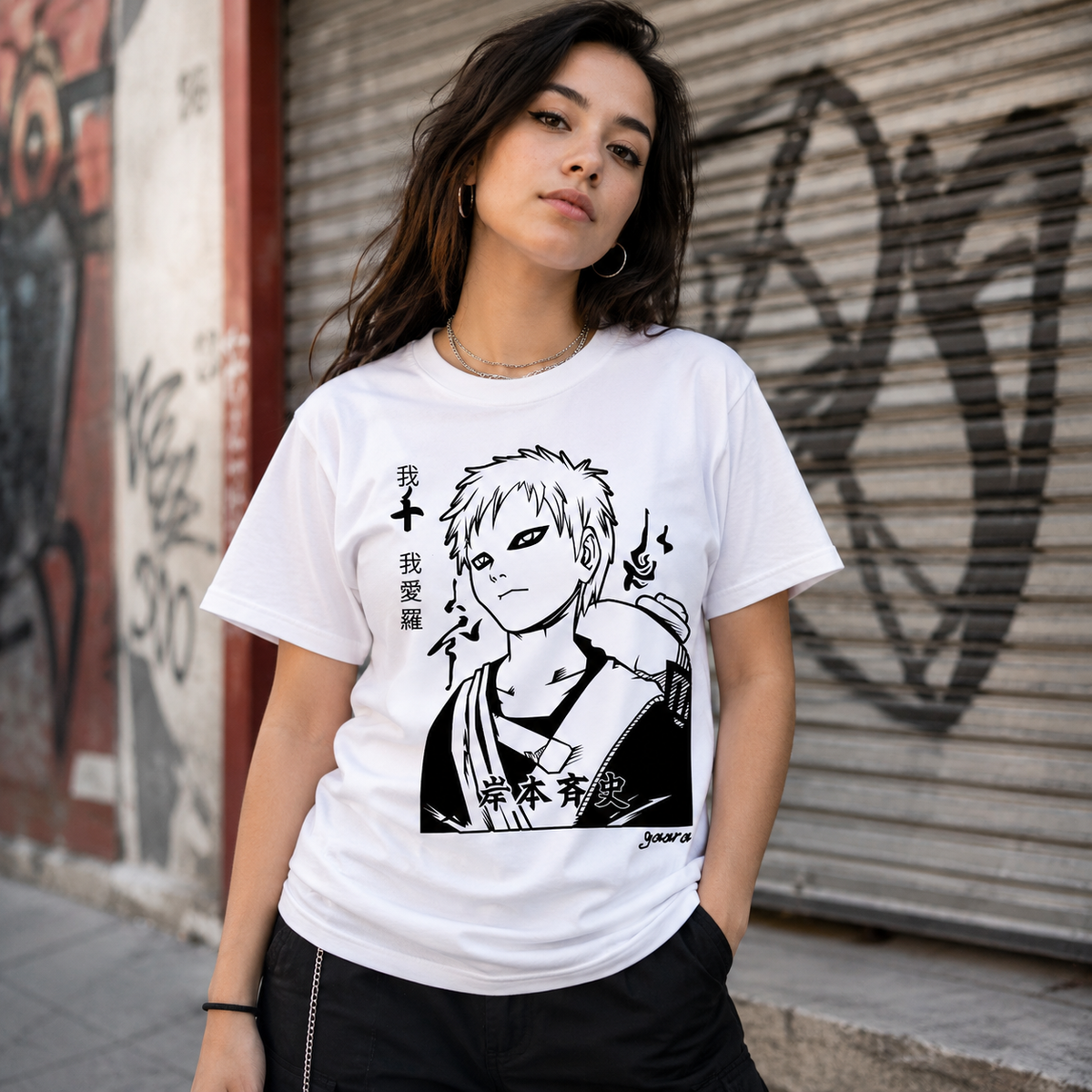 T-shirt anime Naruto Gaara 100% cotone - vista prodotto 2