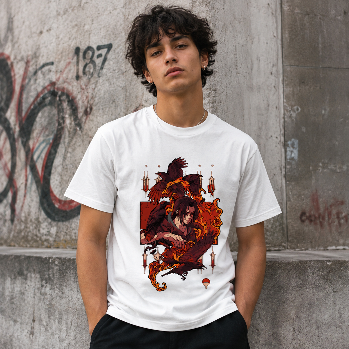 T-shirt anime Naruto Itachi Uchiha Grafica 2 100% cotone - vista prodotto 2