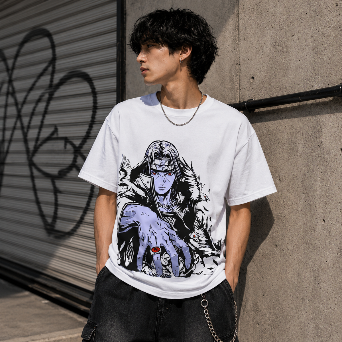 T-shirt anime Naruto Itachi Uchiha Grafica 3 100% cotone - vista prodotto 2