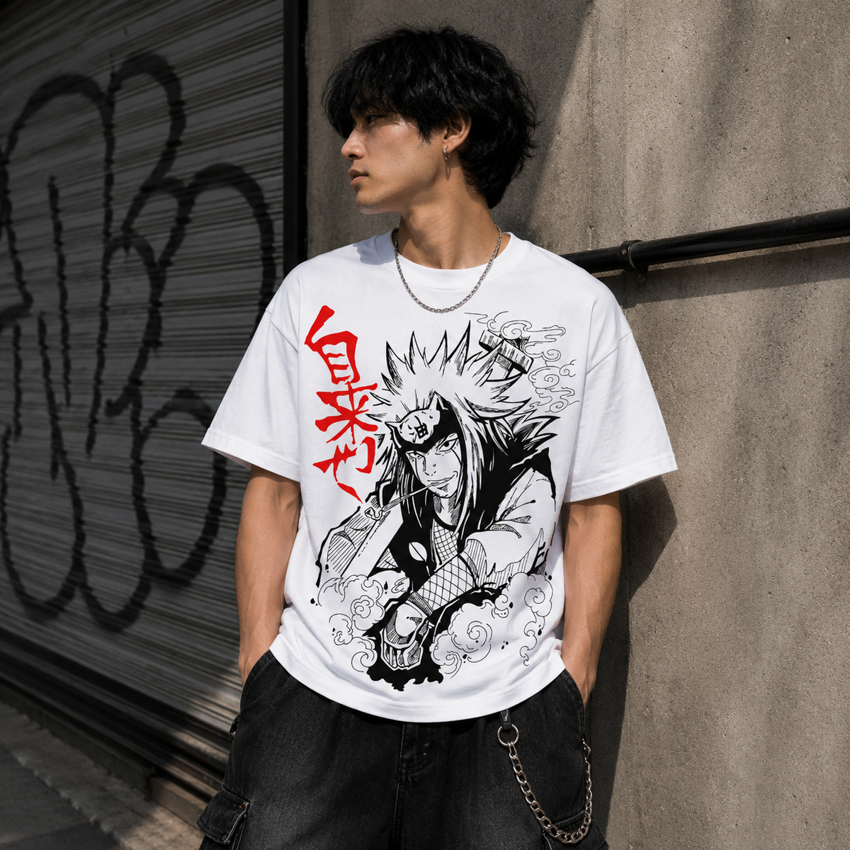 T-shirt anime Naruto Jiraiya Grafica 1 100% cotone - vista prodotto 2