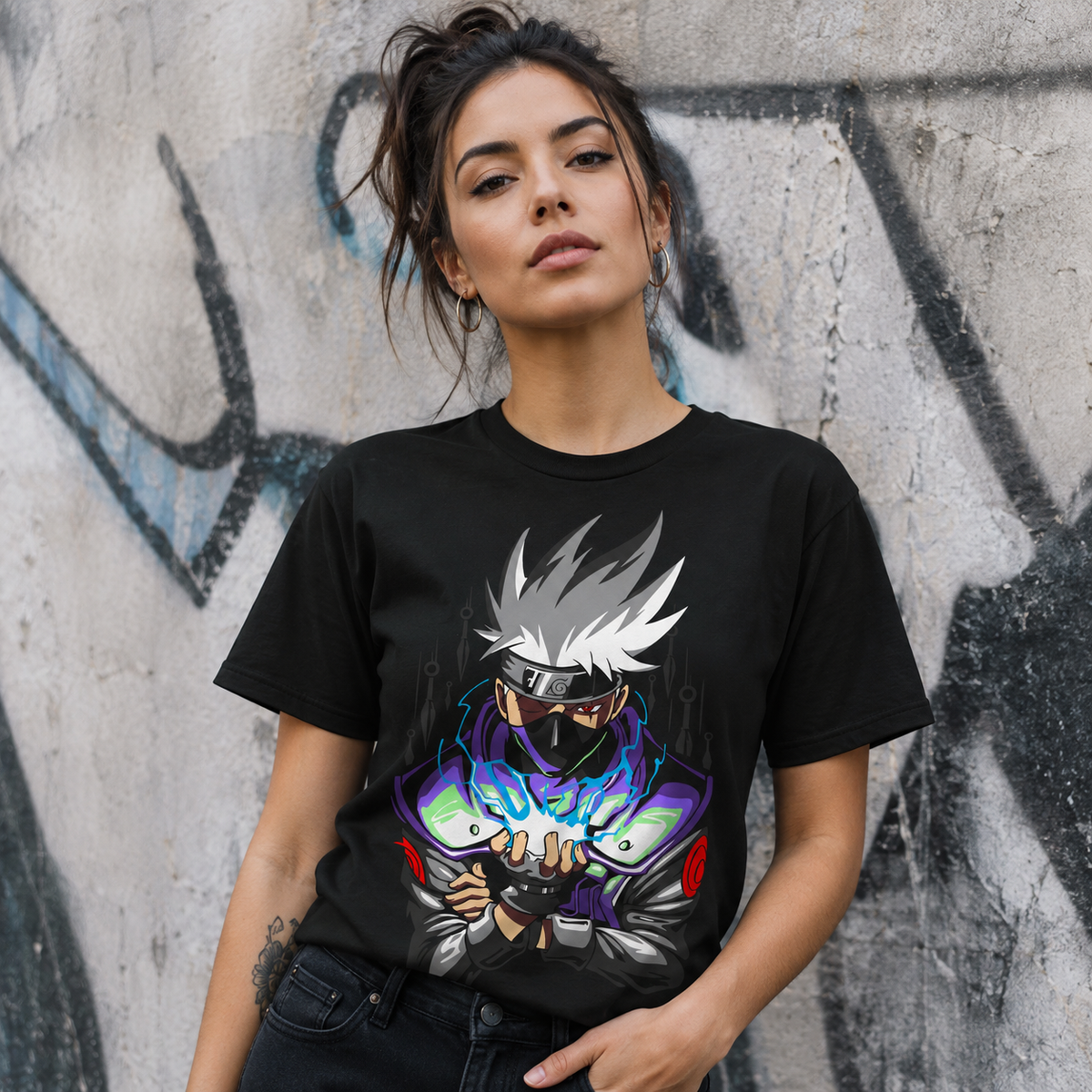 T-shirt anime Naruto Kakashi Hatake 100% cotone - vista prodotto 2