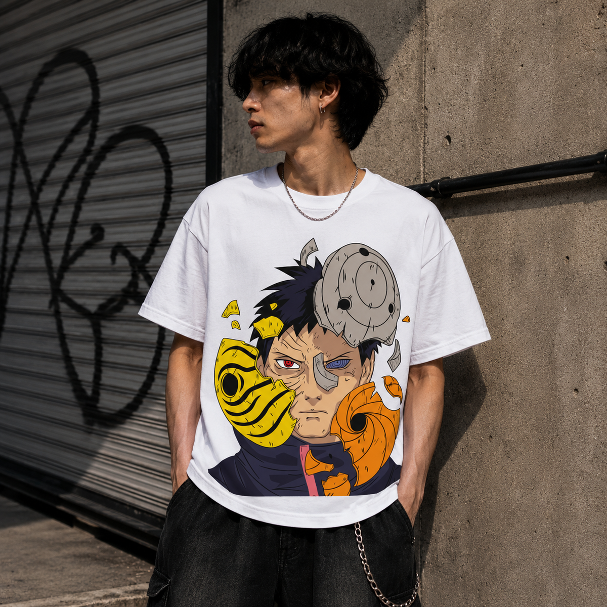T-shirt anime Naruto Obito Uchiha Grafica 2 100% cotone - vista prodotto 2