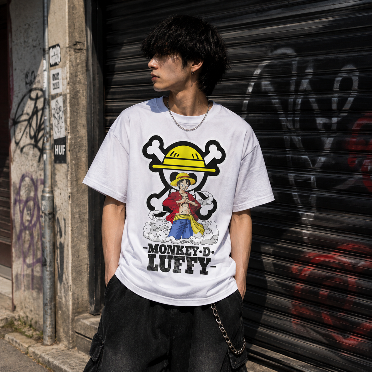 T-shirt anime One Piece Monkey D. Luffy Grafica 1 100% cotone - vista prodotto 2