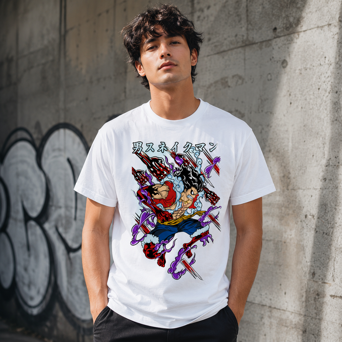 T-shirt anime One Piece Monkey D. Luffy Gear 4 Grafica 1 100% cotone - vista prodotto 2