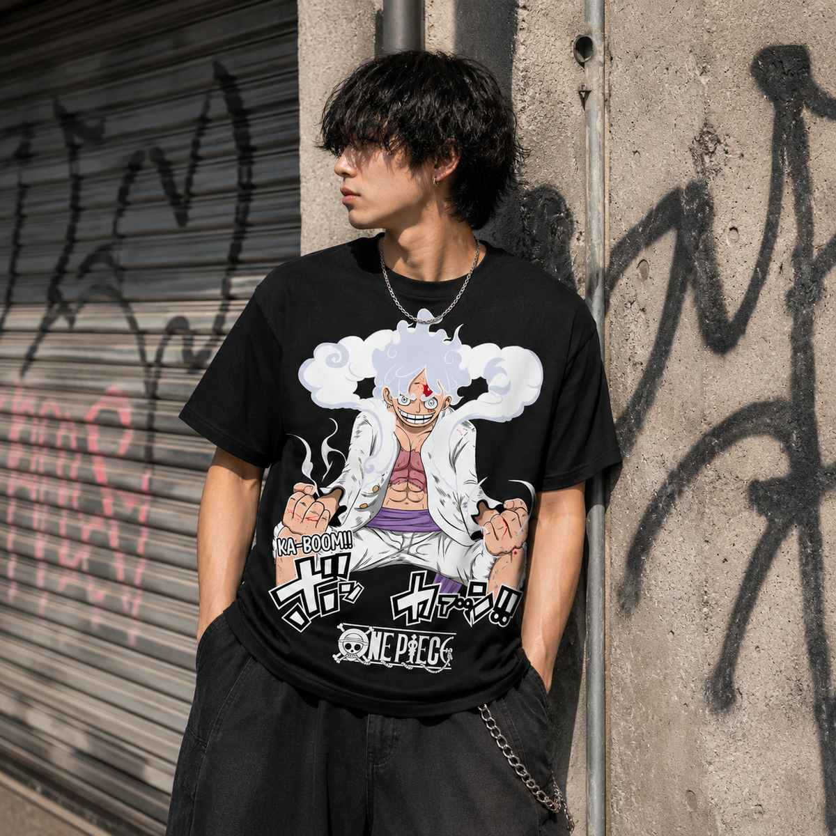 T-shirt anime One Piece Monkey D. Luffy Gear 5 Grafica 1 100% cotone - vista prodotto 2