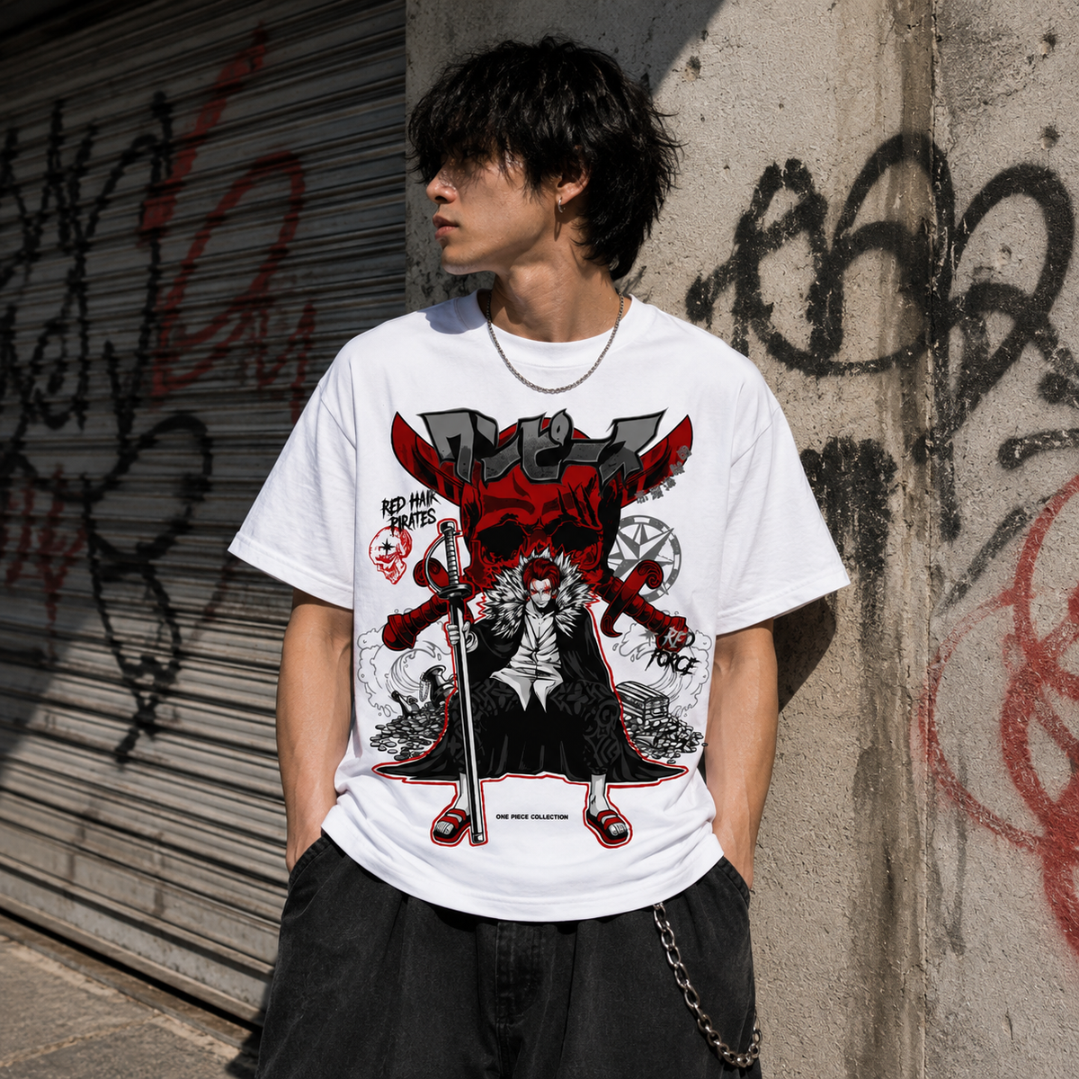 T-shirt anime One Piece Shanks 100% cotone - vista prodotto 2