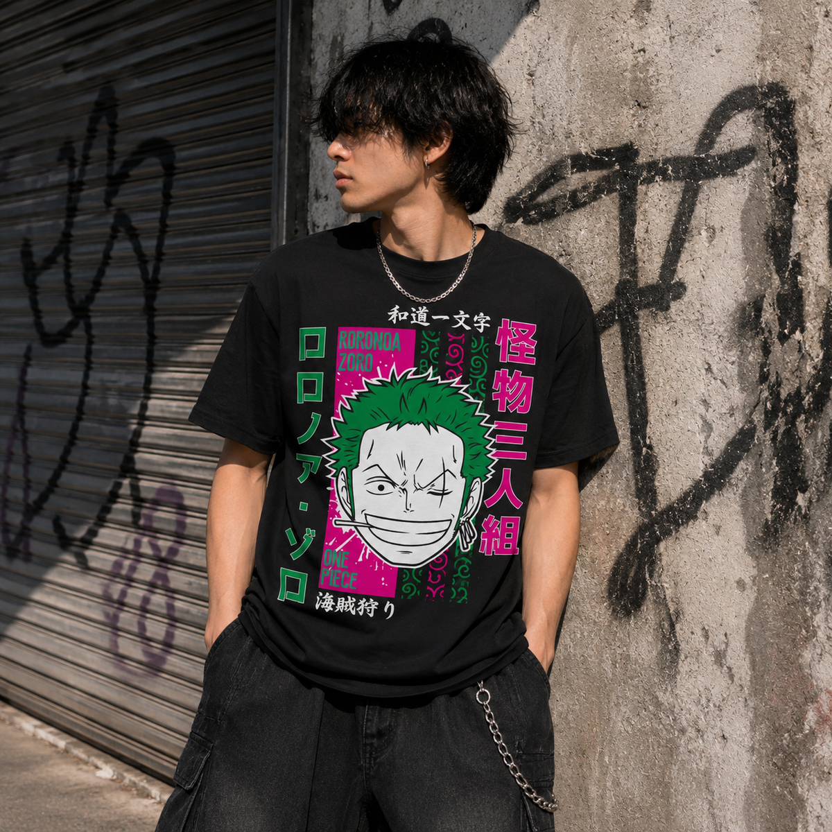T-shirt anime One Piece Roronoa Zoro Grafica 1 100% cotone - vista prodotto 2