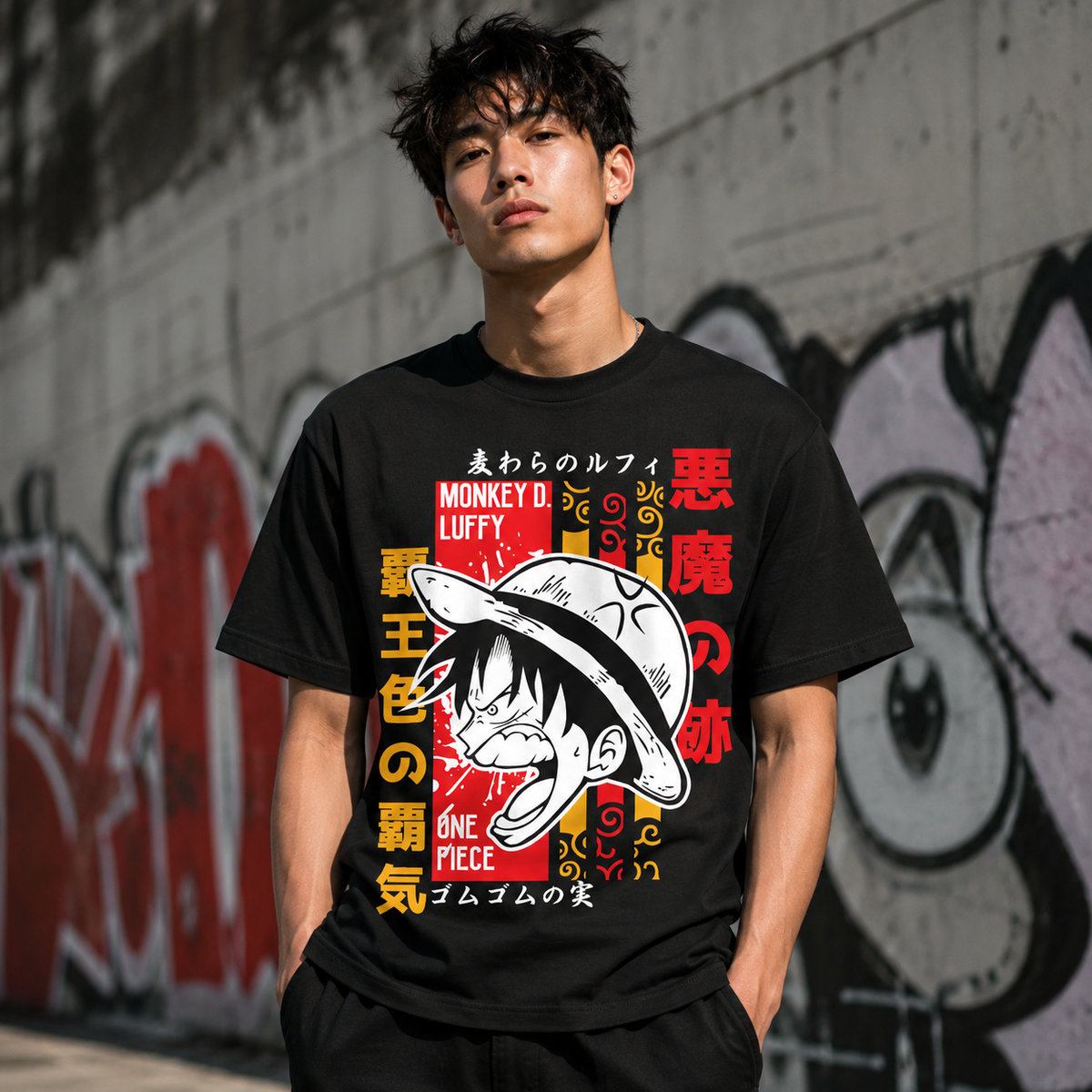 T-shirt anime One Piece Monkey D. Luffy Grafica 2 100% cotone - vista prodotto 2