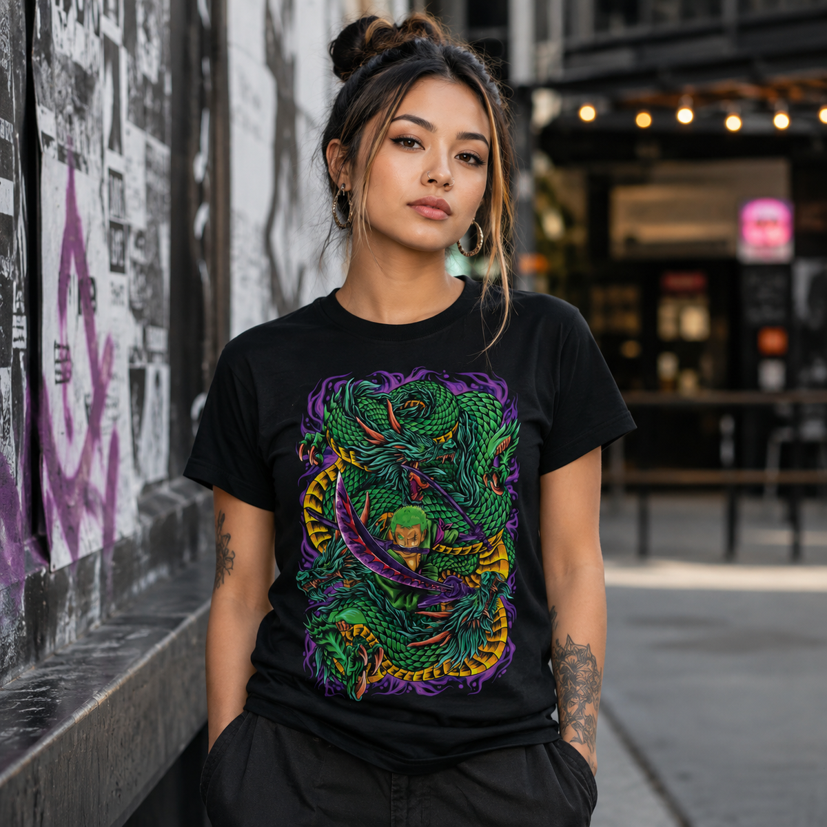 T-shirt anime One Piece Roronoa Zoro Grafica 3 100% cotone - vista prodotto 2