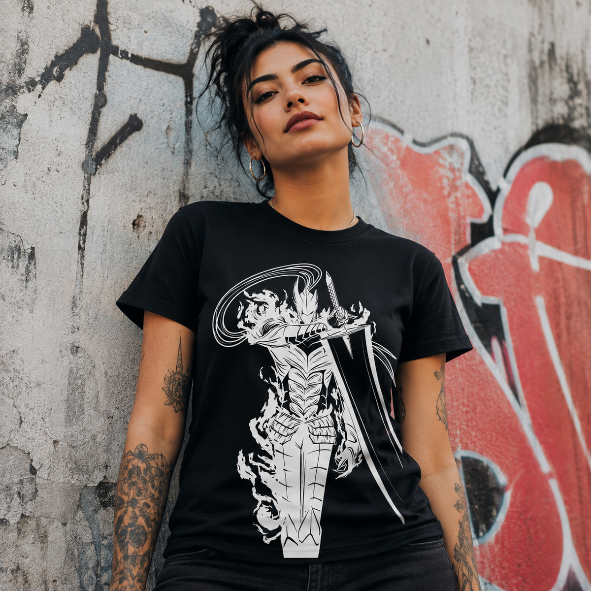T-shirt anime Solo Leveling Igris Grafica 1 100% cotone - vista prodotto 2