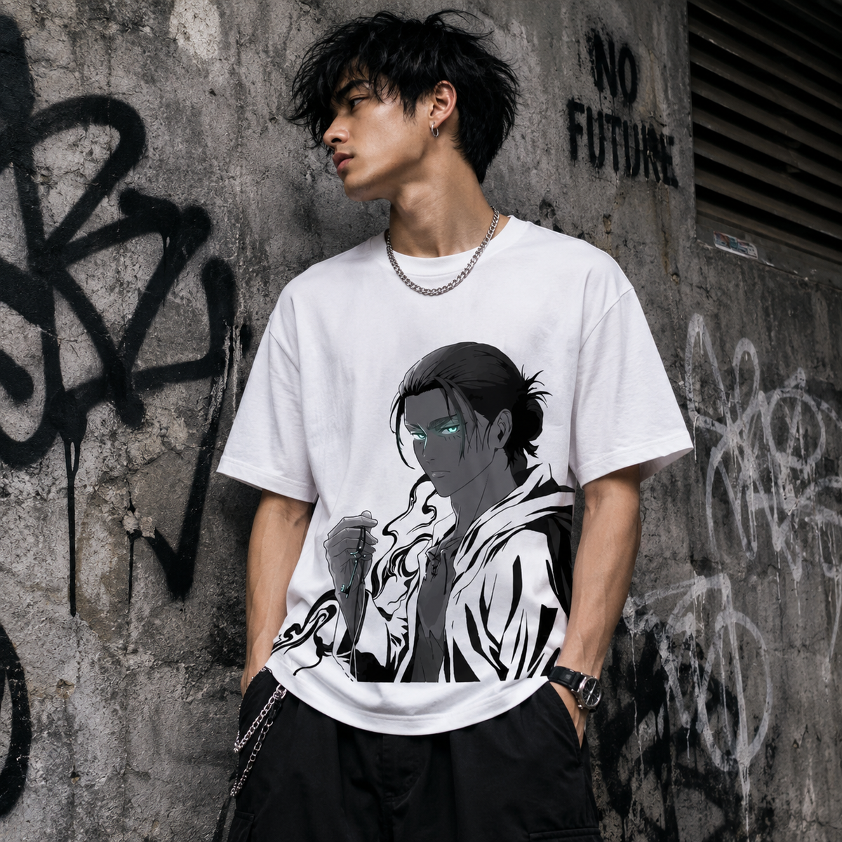 T-shirt anime Attack on Titan Eren Jaeger 100% cotone - vista prodotto 2