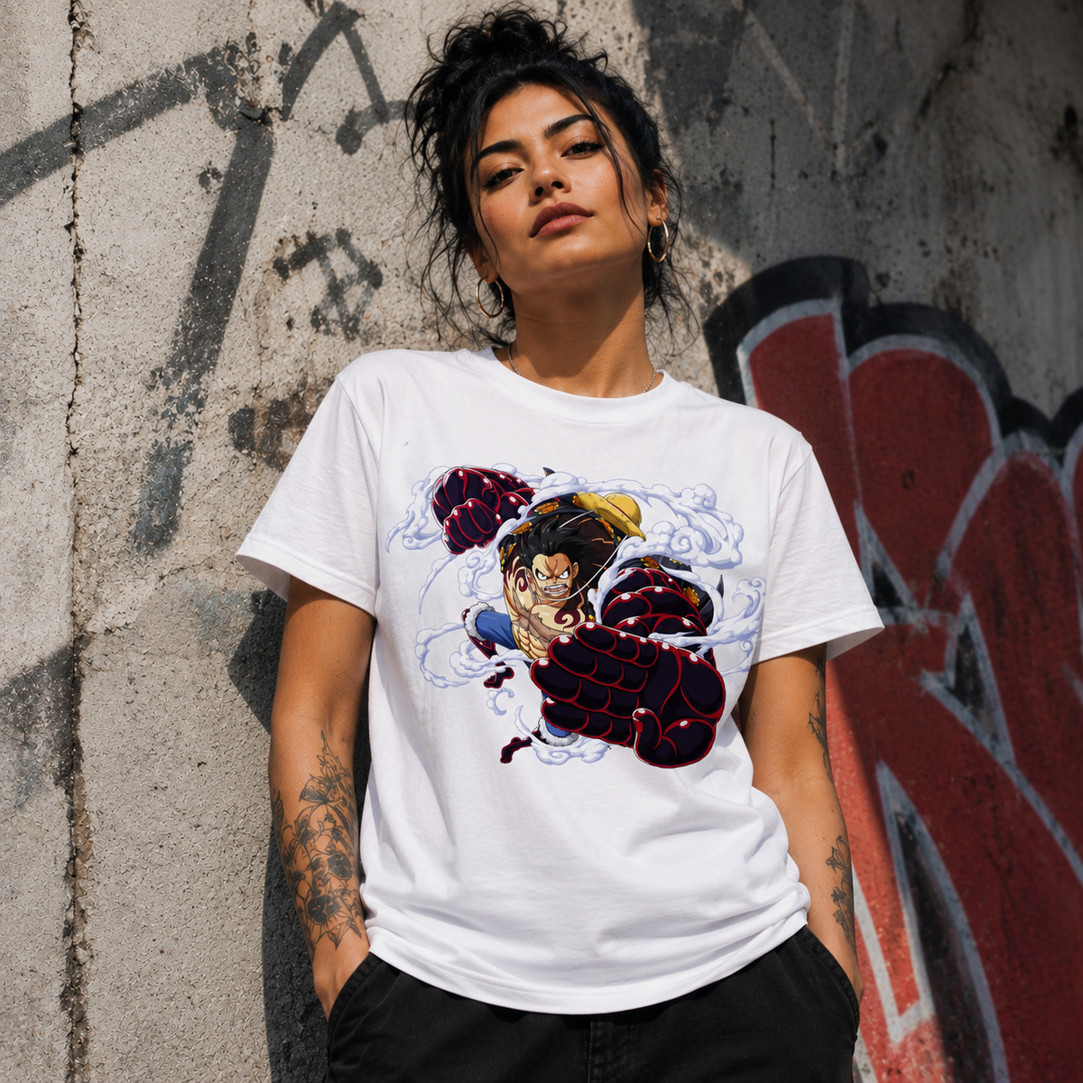 T-shirt anime One Piece Monkey D. Luffy Gear 4 Grafica 2 100% cotone - vista prodotto 2