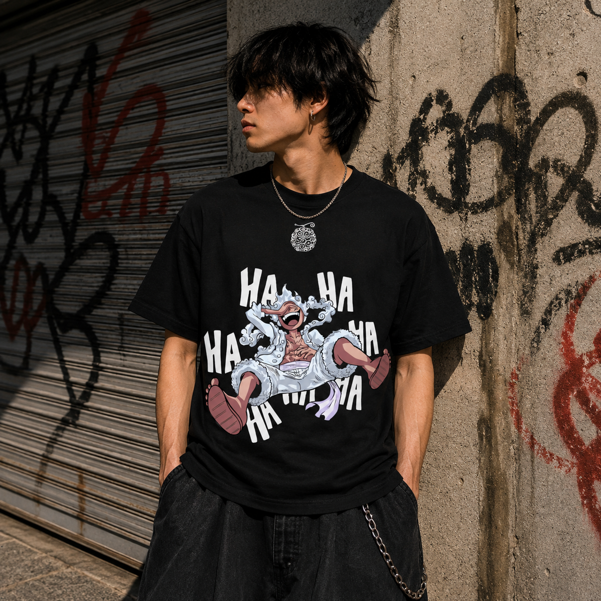 T-shirt anime One Piece Monkey D. Luffy Gear 5 Grafica 2 100% cotone - vista prodotto 2