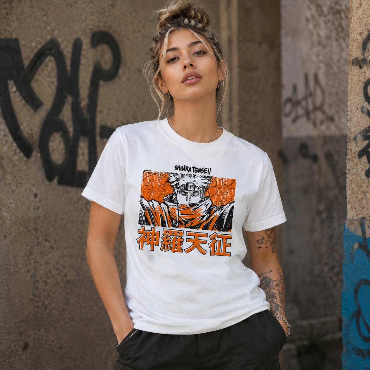 T-shirt anime Naruto Pain Grafica 3 100% cotone - vista prodotto 2