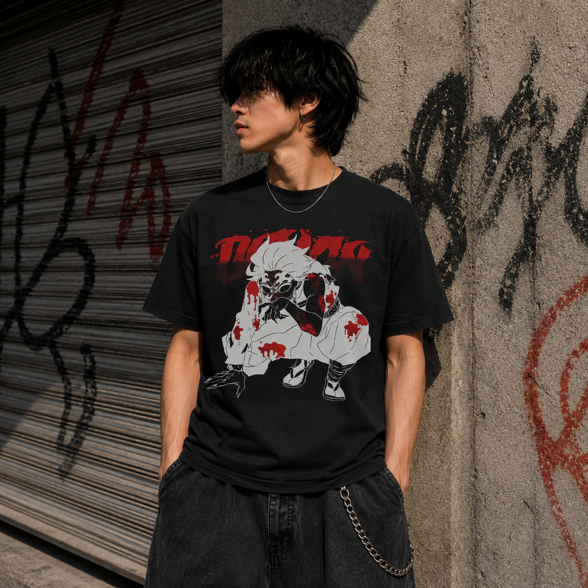 T-shirt anime Demon Slayer Tanjiro Kamado Grafica 1 100% cotone - vista prodotto 2