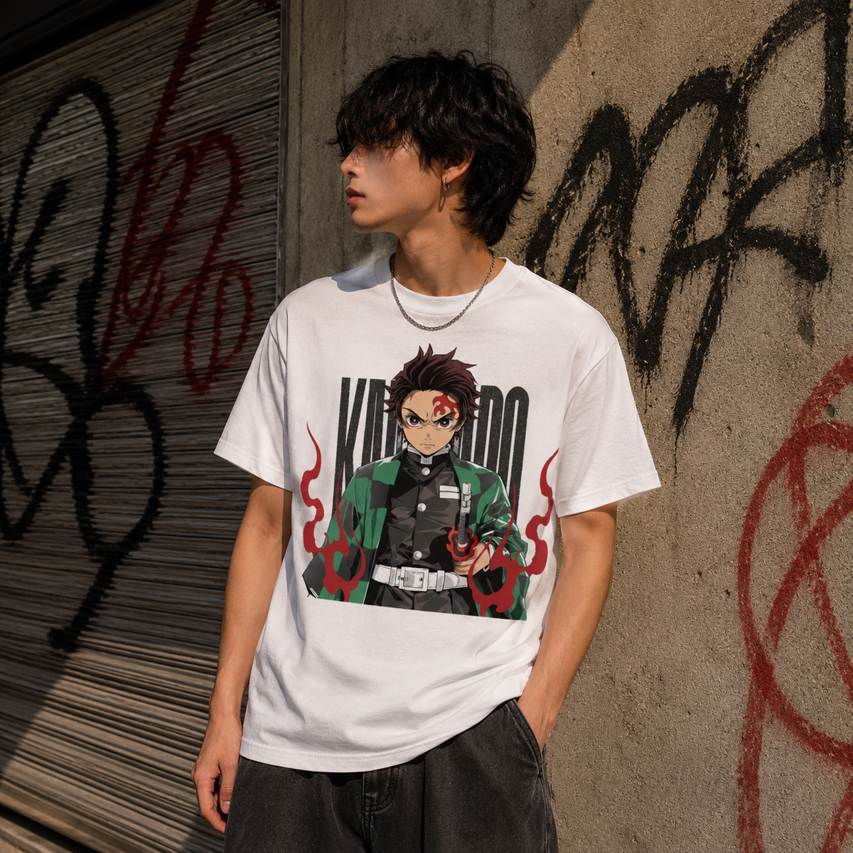T-shirt anime Demon Slayer Tanjiro Kamado Grafica 2 100% cotone - vista prodotto 2