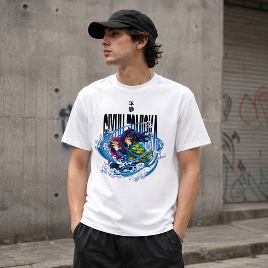 T-shirt anime Demon Slayer Giyu Tomioka Grafica 2 100% cotone - vista prodotto 2