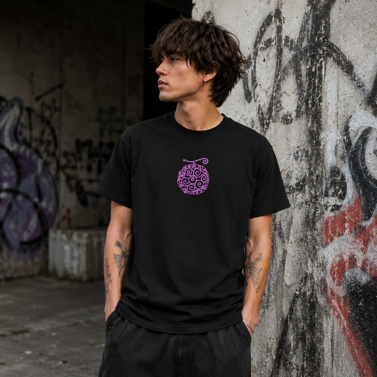 T-shirt anime One Piece Frutto del Diavolo Gomu Gomu 100% cotone - vista prodotto 2