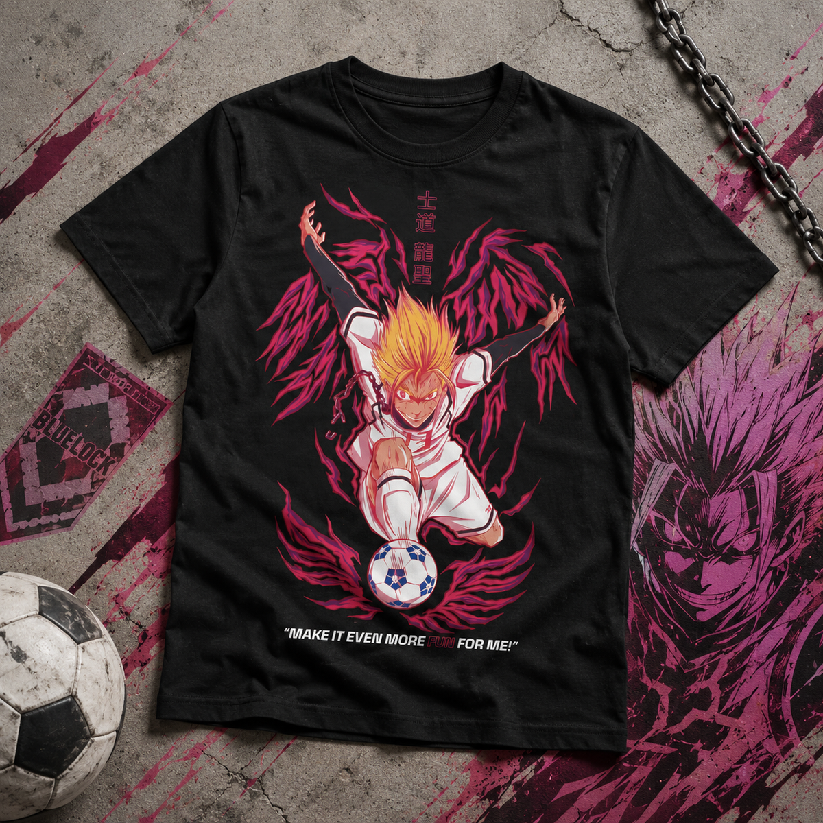 T-shirt anime Blue Lock Ryusei Shidou 100% cotone - vista prodotto 3
