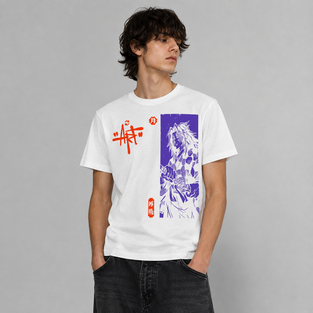 T-shirt anime Demon Slayer Kokushibo Grafica 3 100% cotone - vista prodotto 2