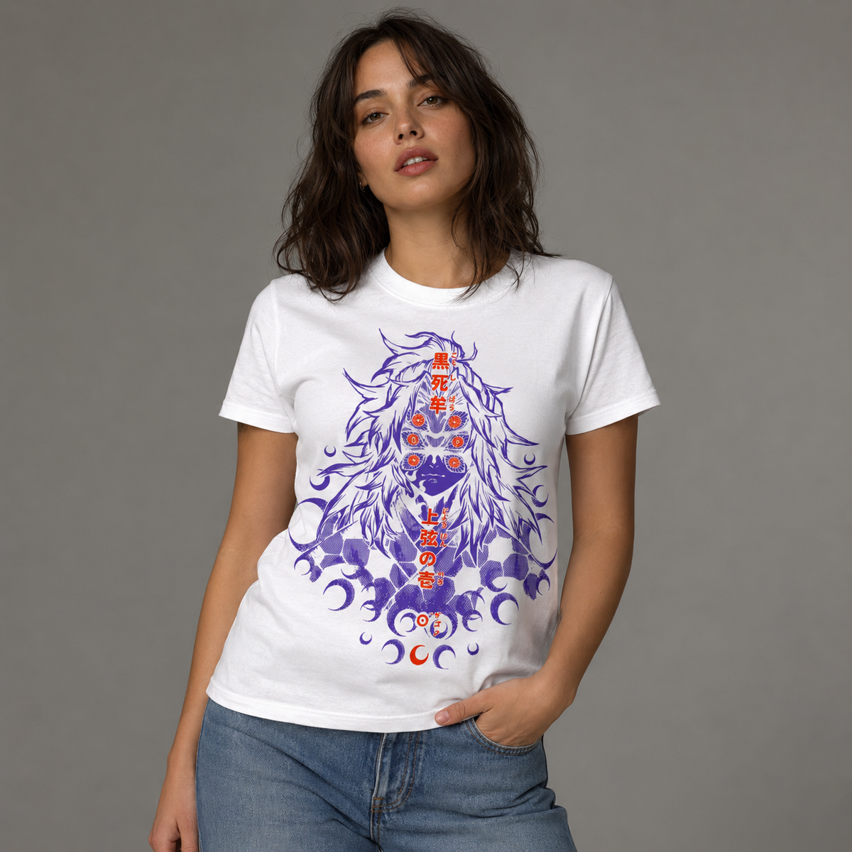 T-shirt anime Demon Slayer Kokushibo Grafica 1 100% cotone - vista prodotto 2