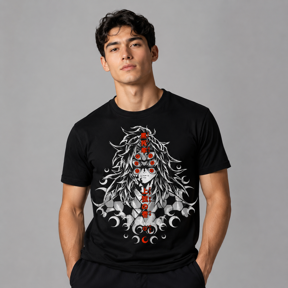 T-shirt anime Demon Slayer Kokushibo Grafica 2 100% cotone - vista prodotto 2