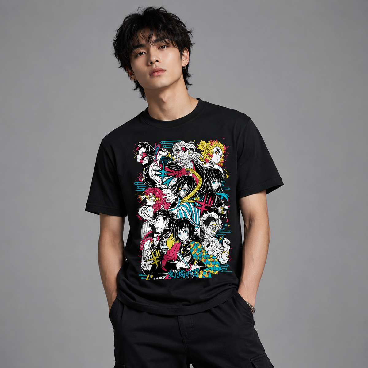 T-shirt anime Demon Slayer Pilastri (Hashira) Grafica 1 100% cotone - vista prodotto 2