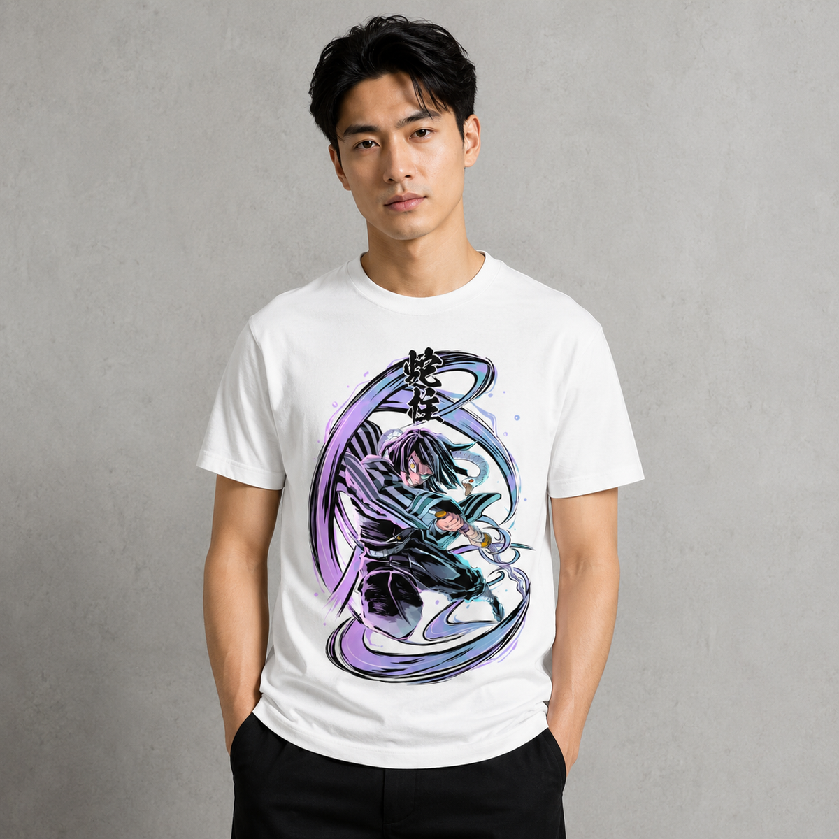 T-shirt anime Demon Slayer Obanai Iguro Grafica 2 100% cotone - vista prodotto 2