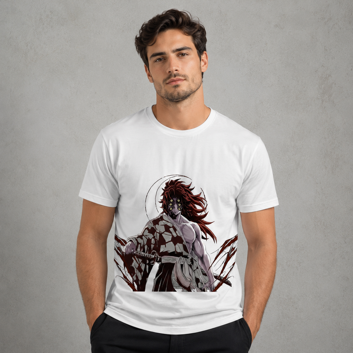 T-shirt anime Demon Slayer Kokushibo Grafica 5 100% cotone - vista prodotto 2
