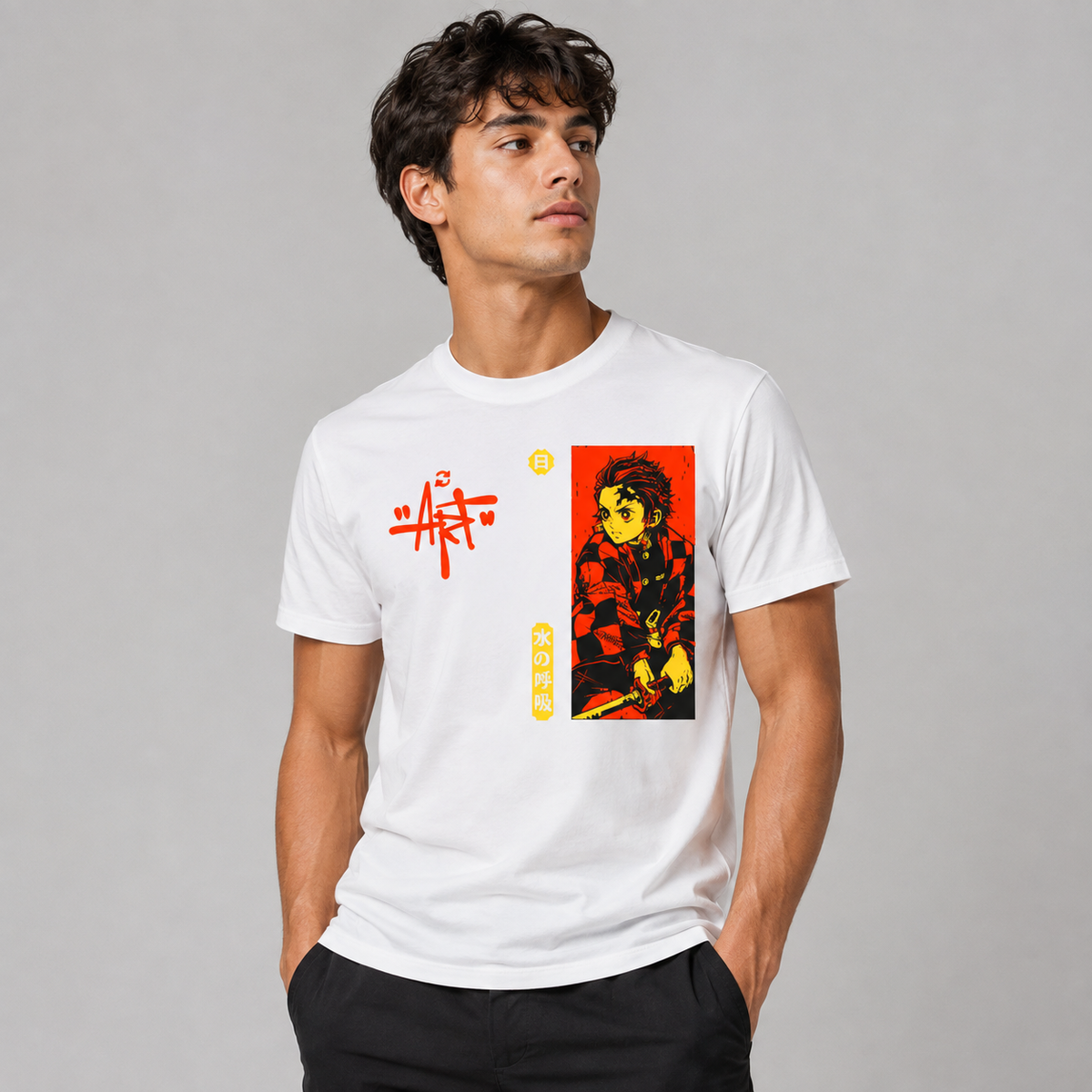 T-shirt anime Demon Slayer Sanemi Shinazugawa Grafica 1 100% cotone - vista prodotto 2
